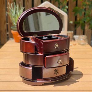 Felt Lined Mahogany Jewelry Box - Bombay Co.